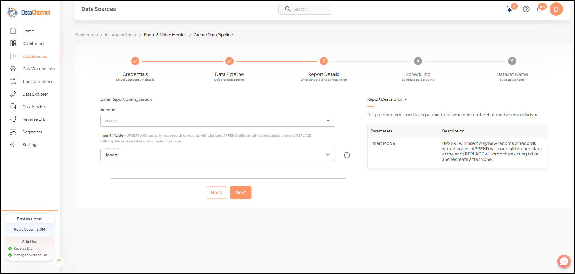 instagram social photo and video metrics config