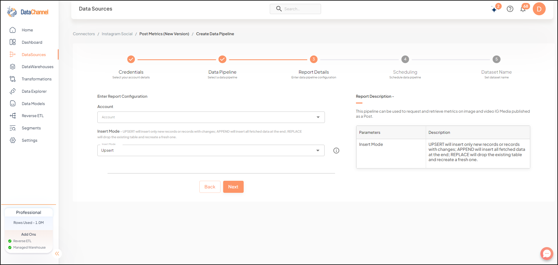 instagram social post metrics new version config