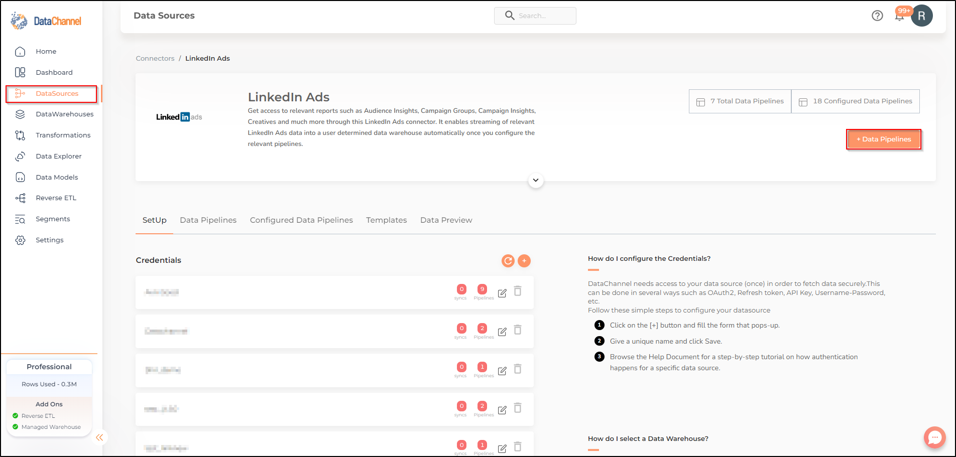 linkedinads data source detail