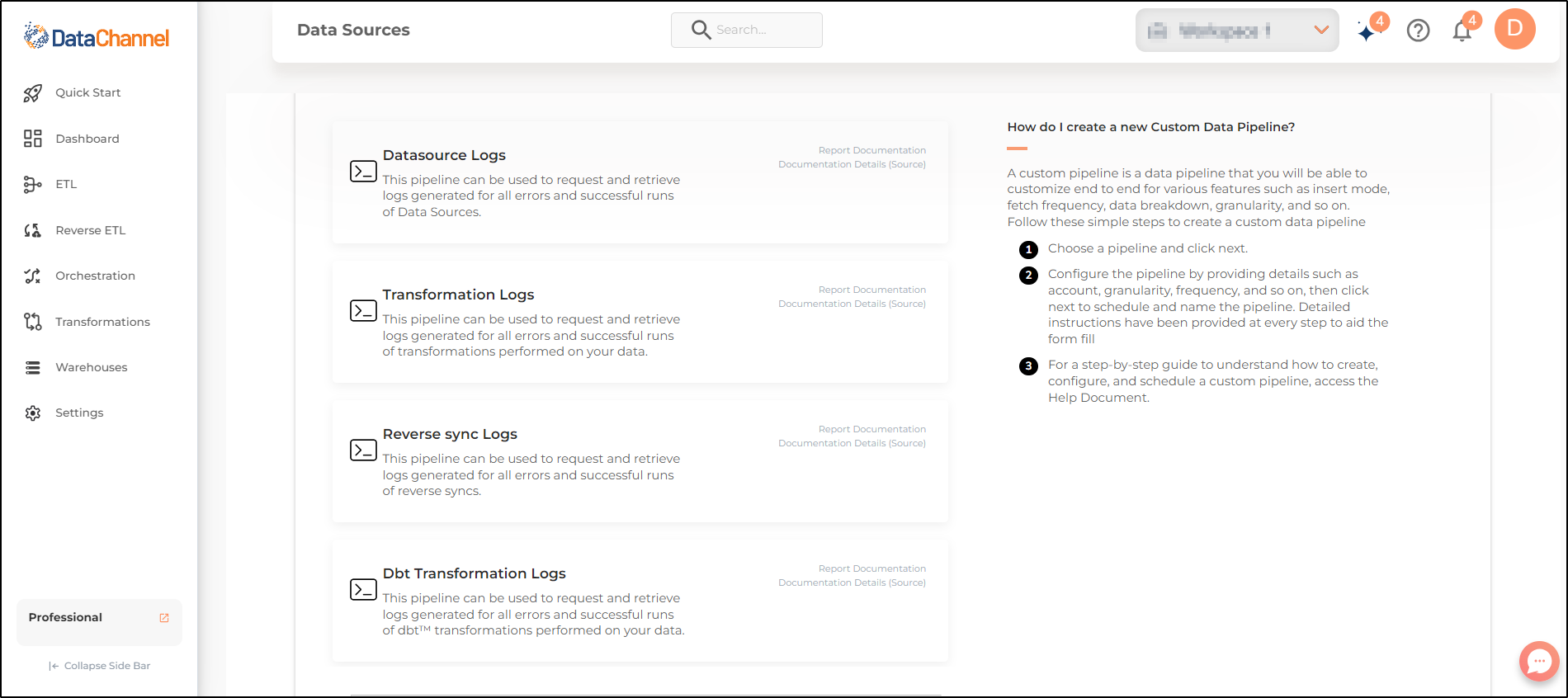 logs pipelines list