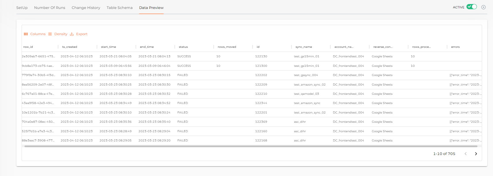 logs reverse sync tables schematic