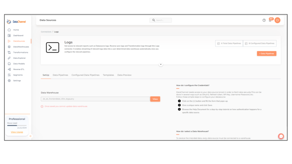 logs screen