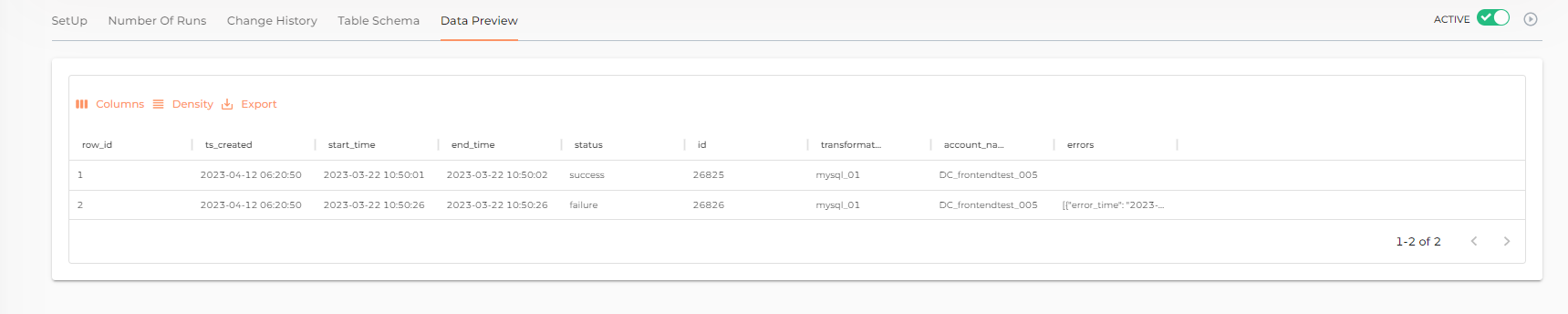 logs transformation tables schematic
