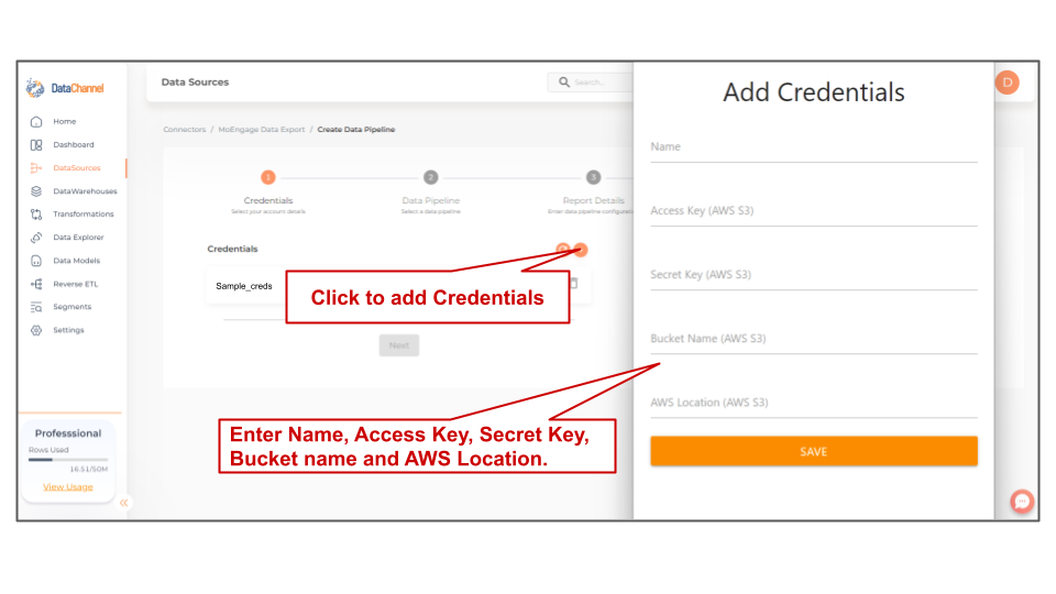 moengage data export new creds