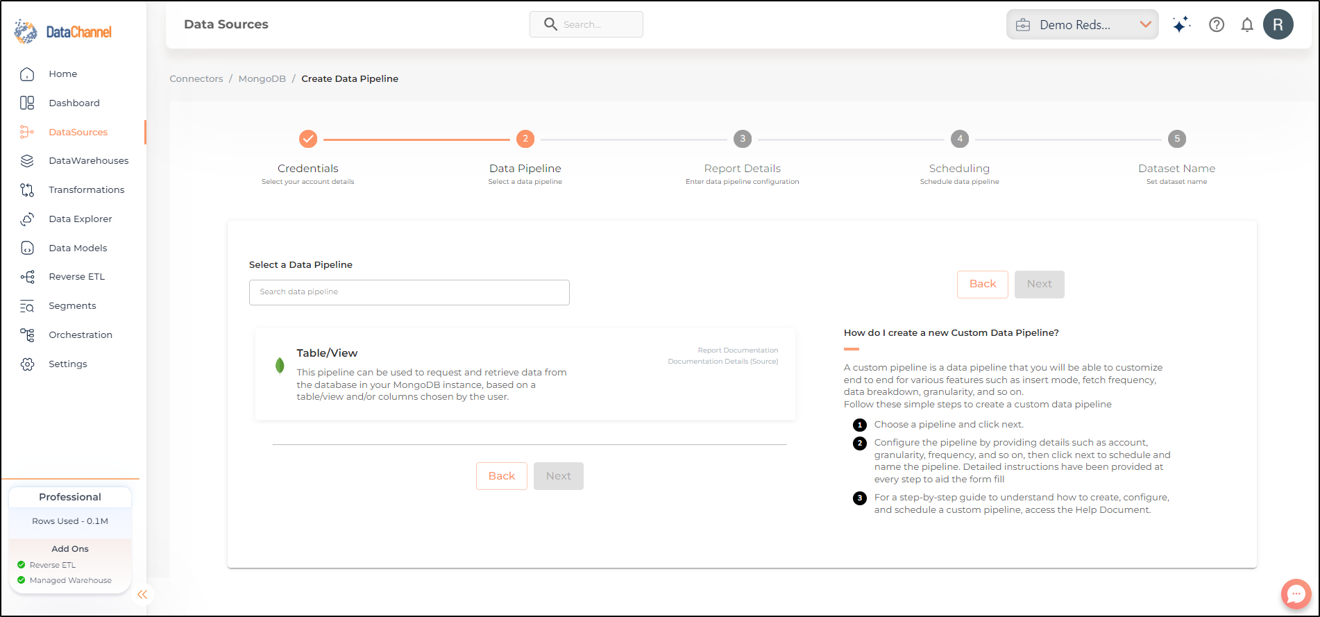 mongodb pipelines list