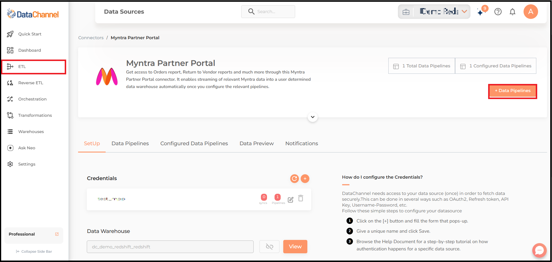 myntra partner portal data source detail