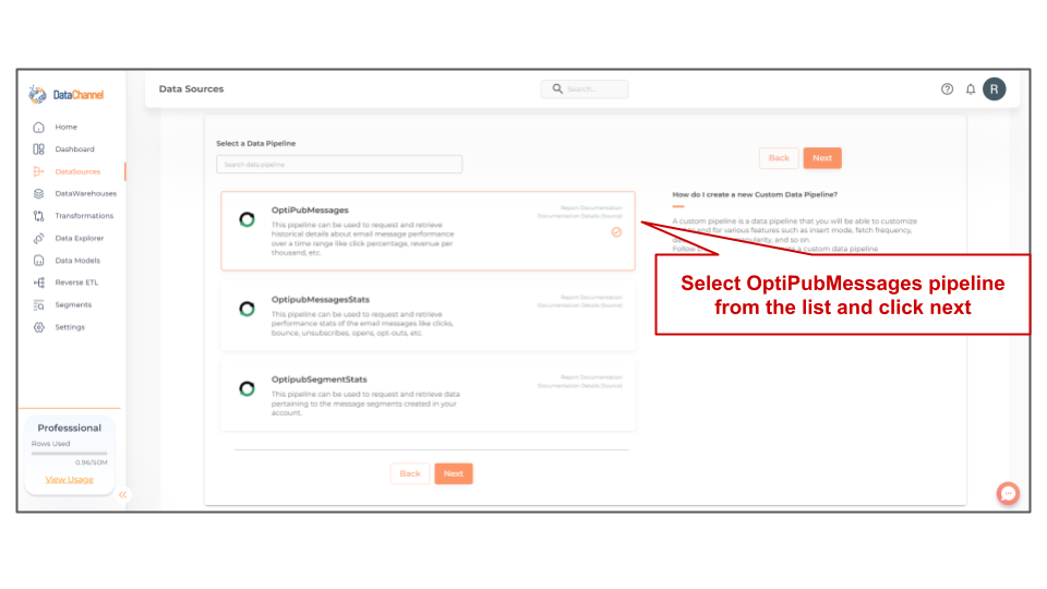 optipub optipubmessages list