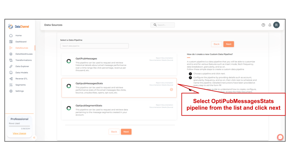 optipub optipubmessagesstats list