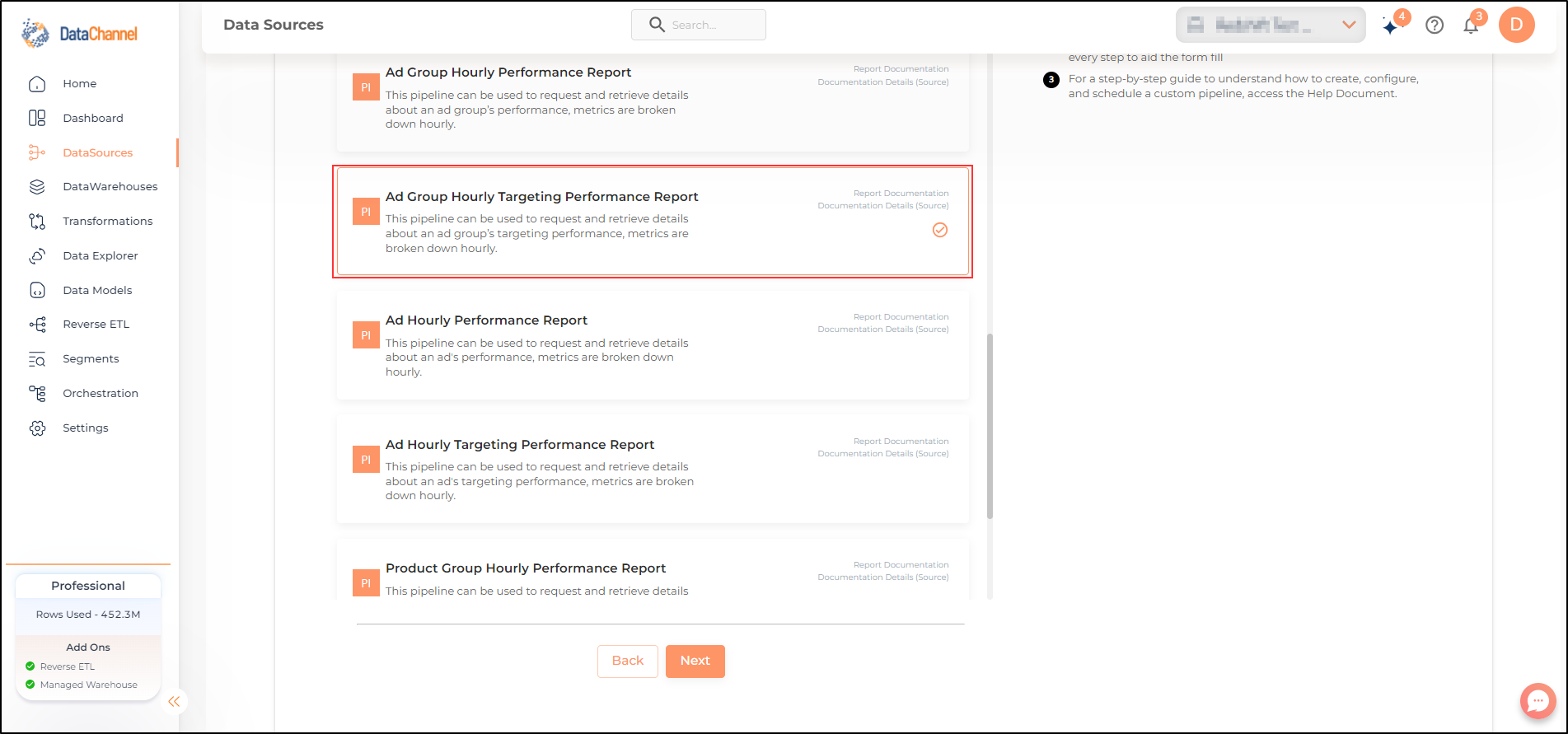 pinterest ad group hourly targeting performance report list