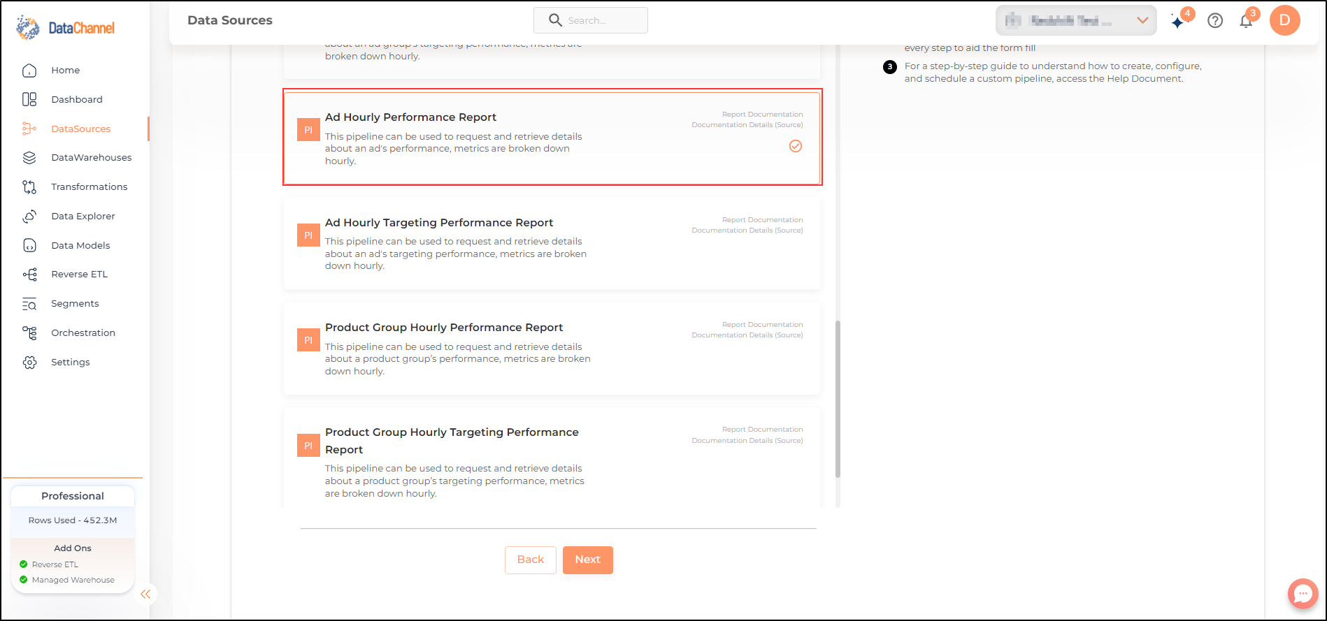 pinterest ad hourly performance report list