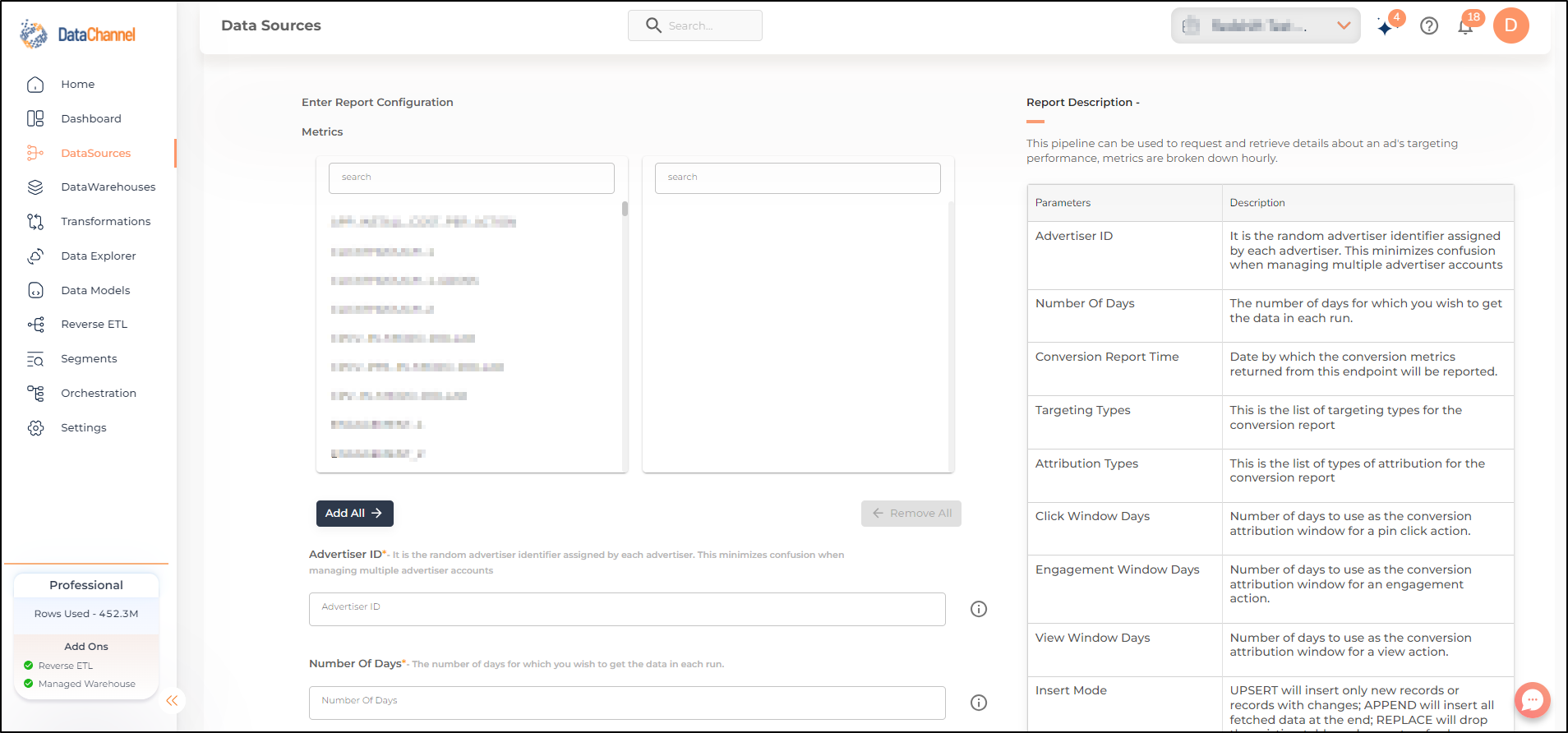 pinterest ad hourly targeting performance report config 1