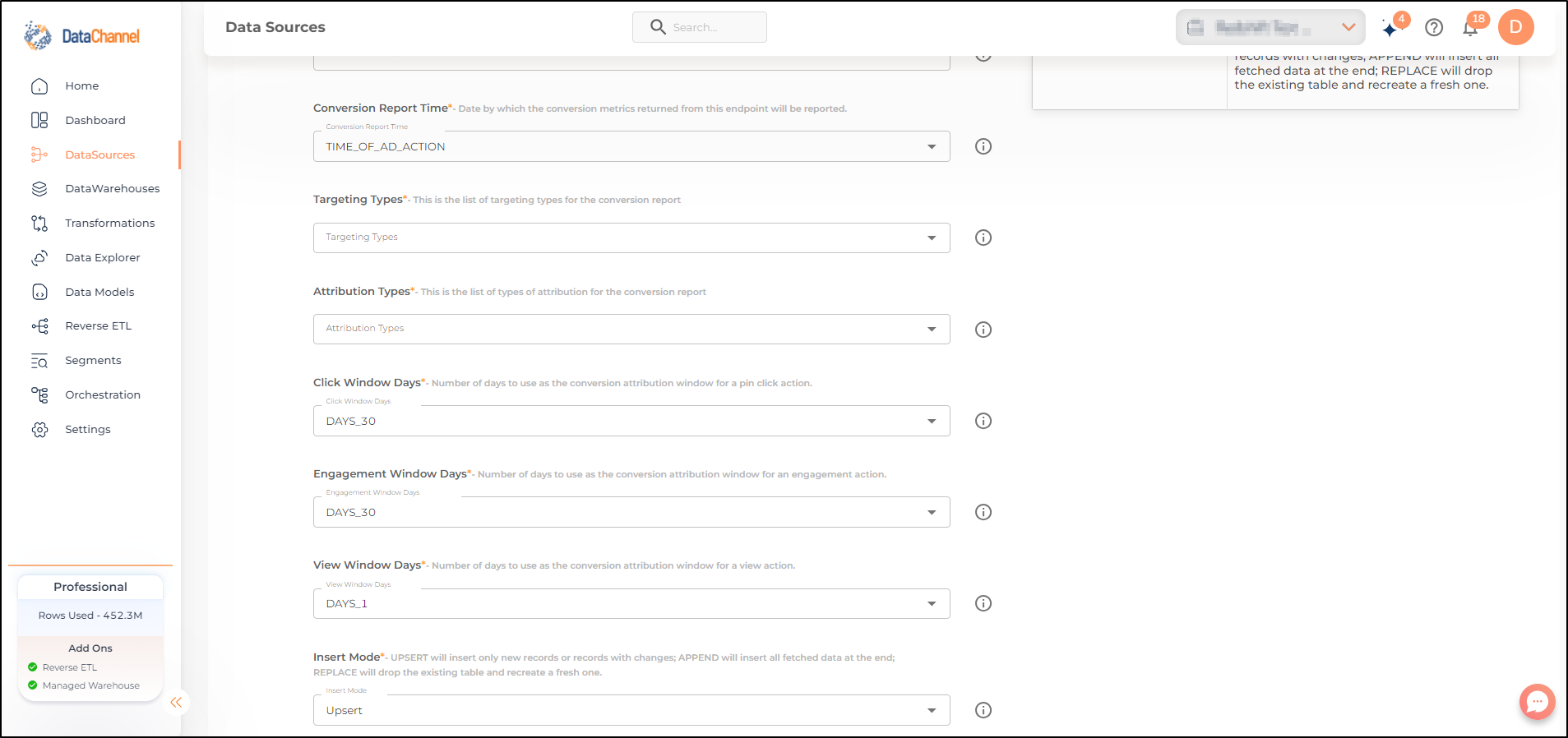 pinterest ad hourly targeting performance report config 2