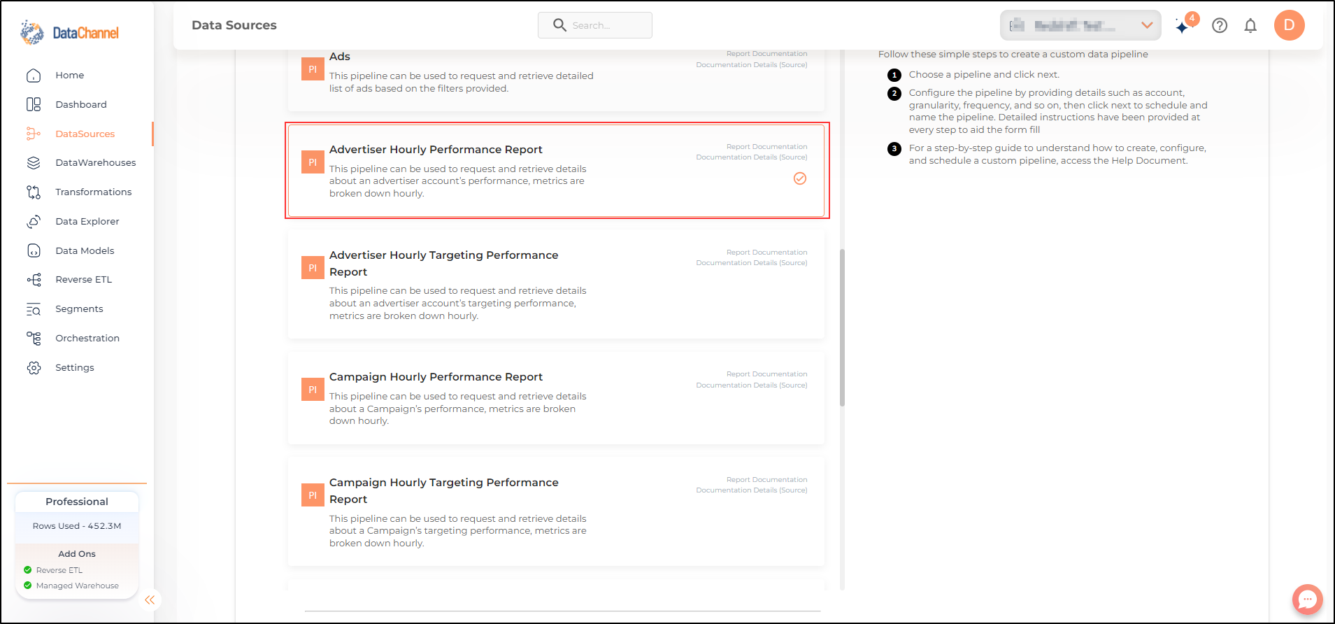 pinterest advertiser hourly performance report list