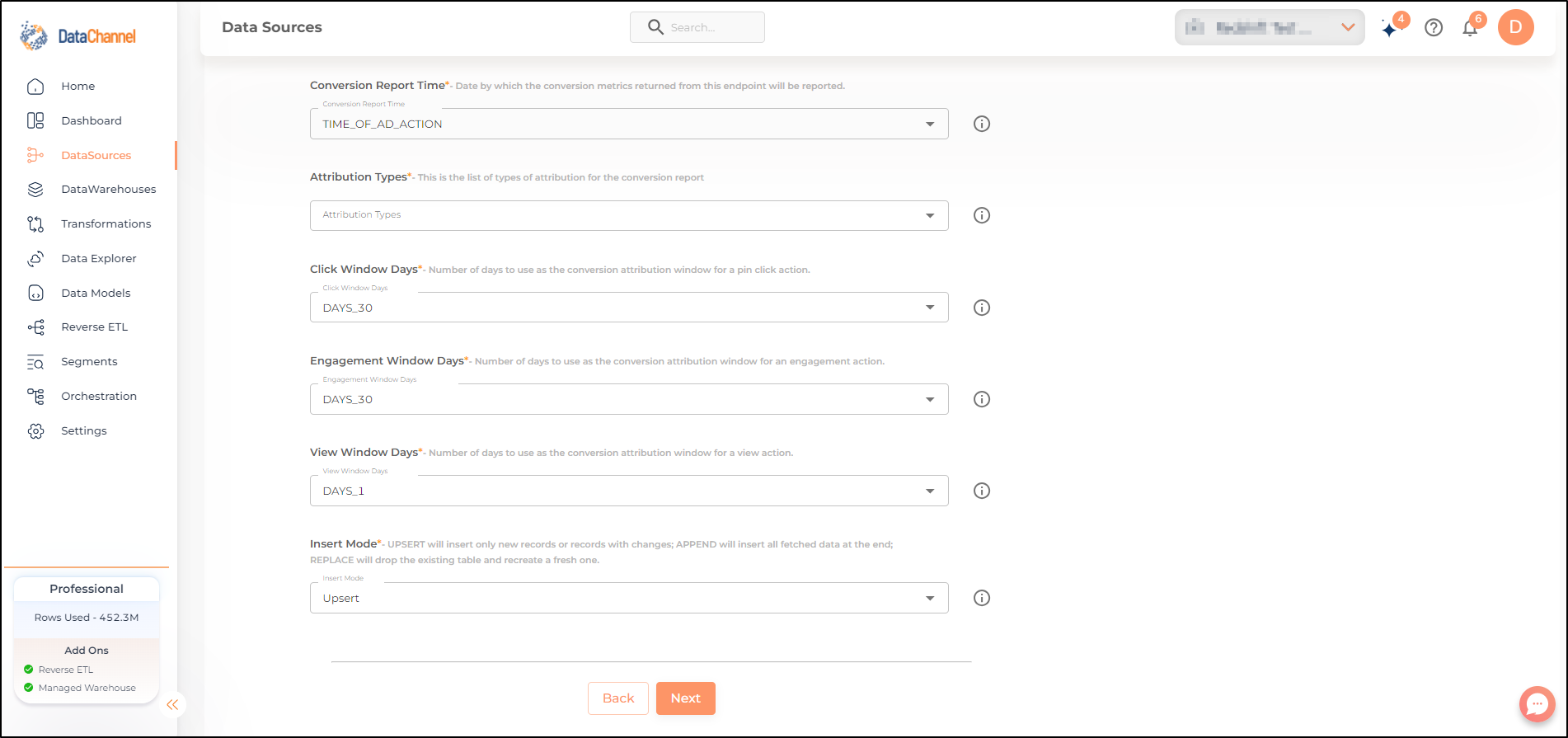 pinterest campaign hourly performance report config 2
