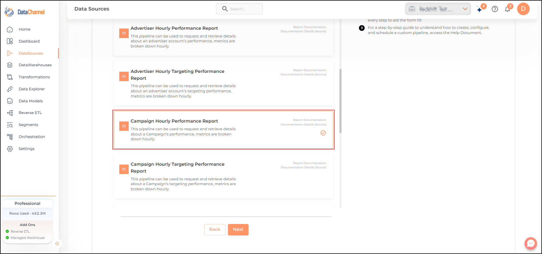 pinterest campaign hourly performance report list