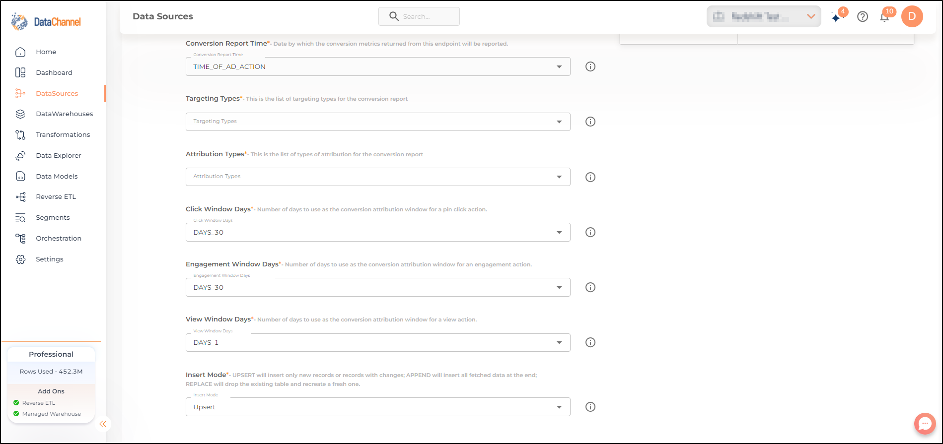 pinterest campaign hourly targeting performance report config 2