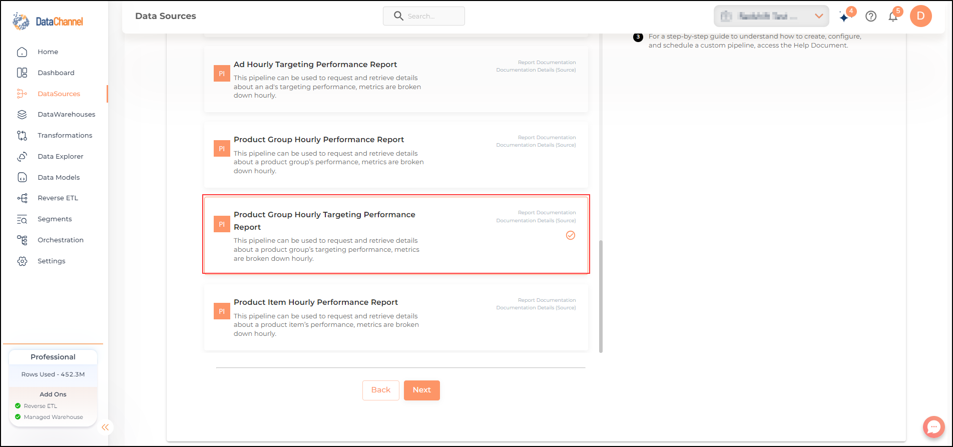pinterest product group hourly targeting performance report list