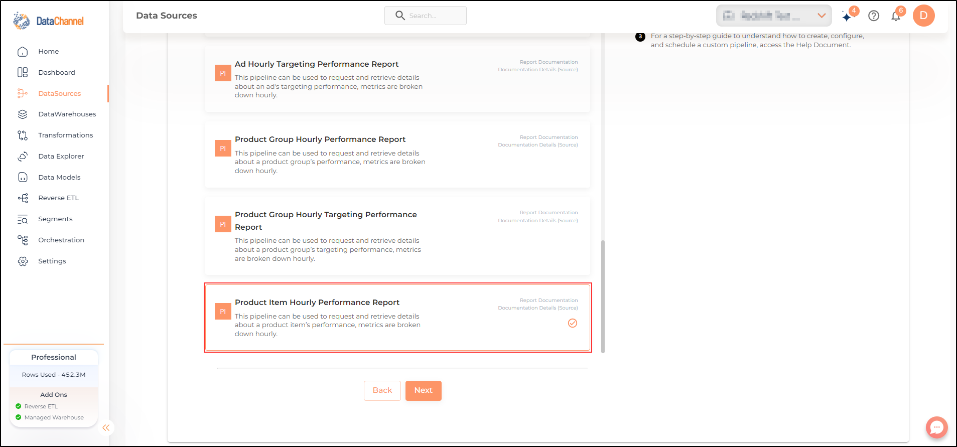 pinterest product item hourly performance report list