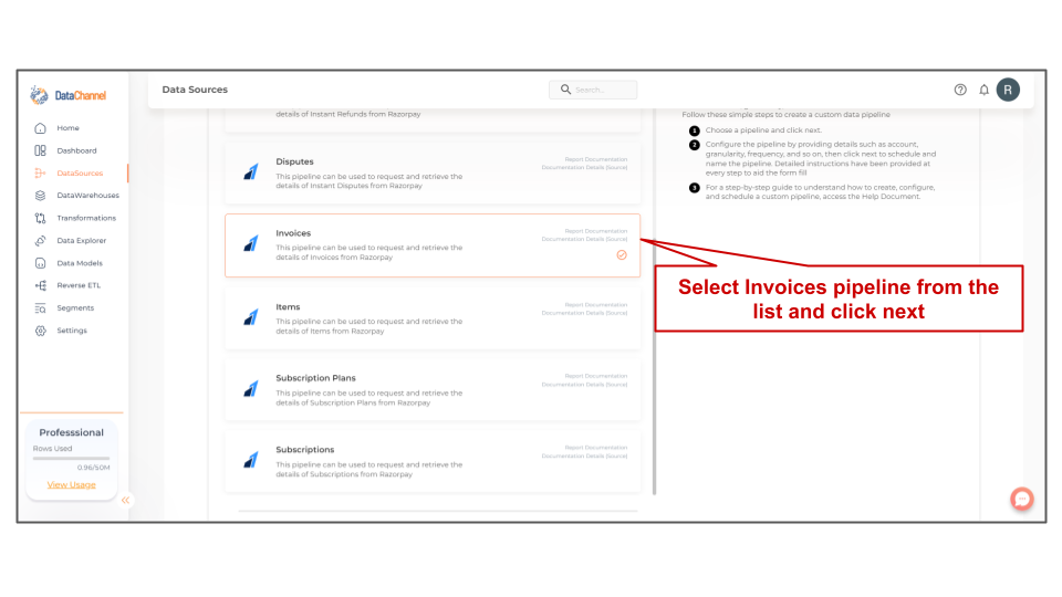 razorpay invoices list