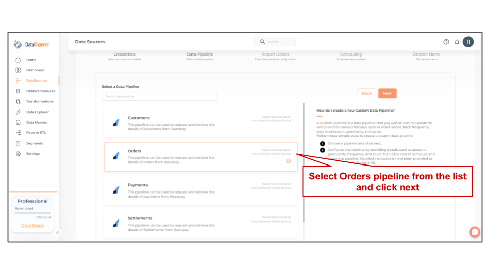 razorpay orders list