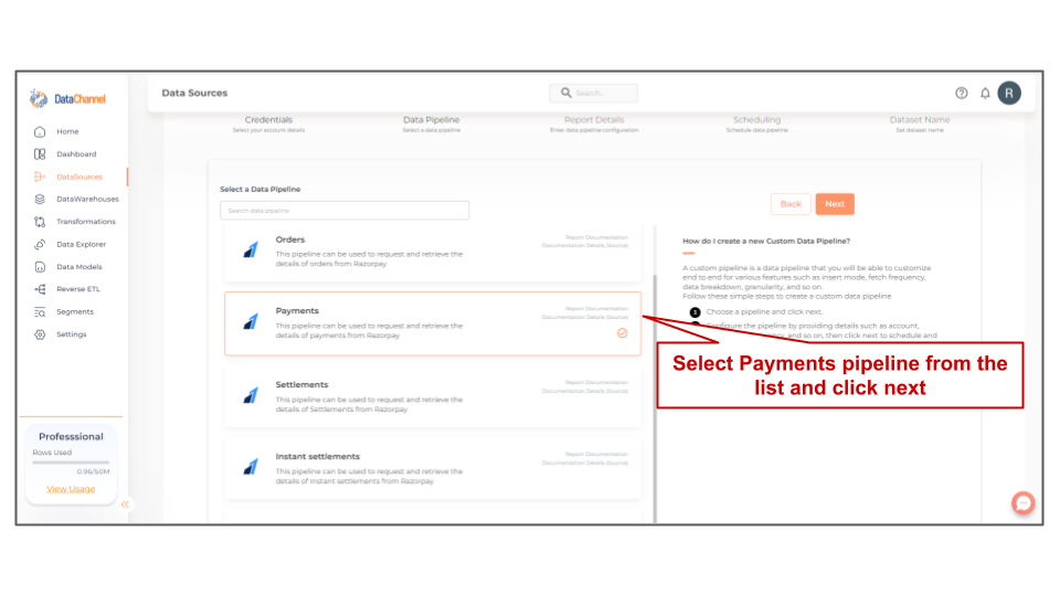 razorpay payments list