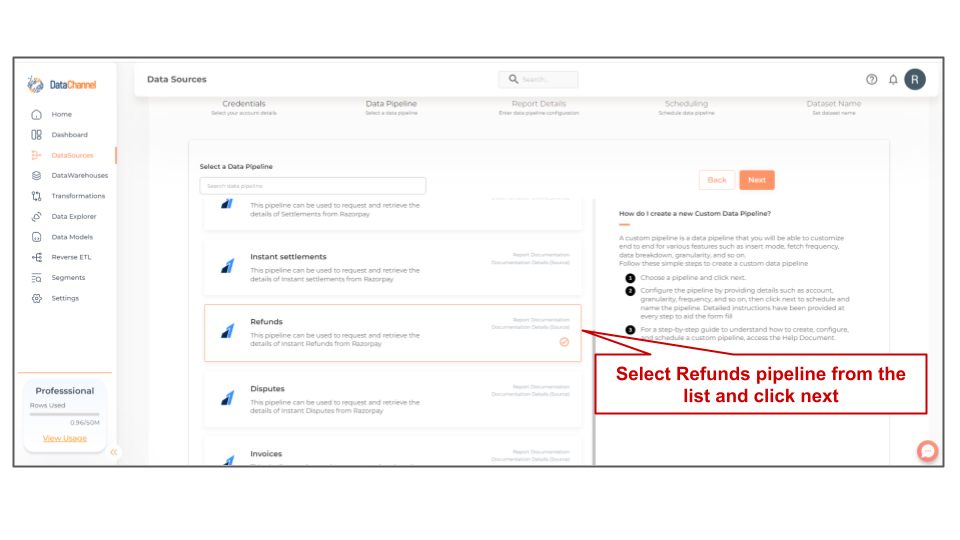 razorpay refunds list