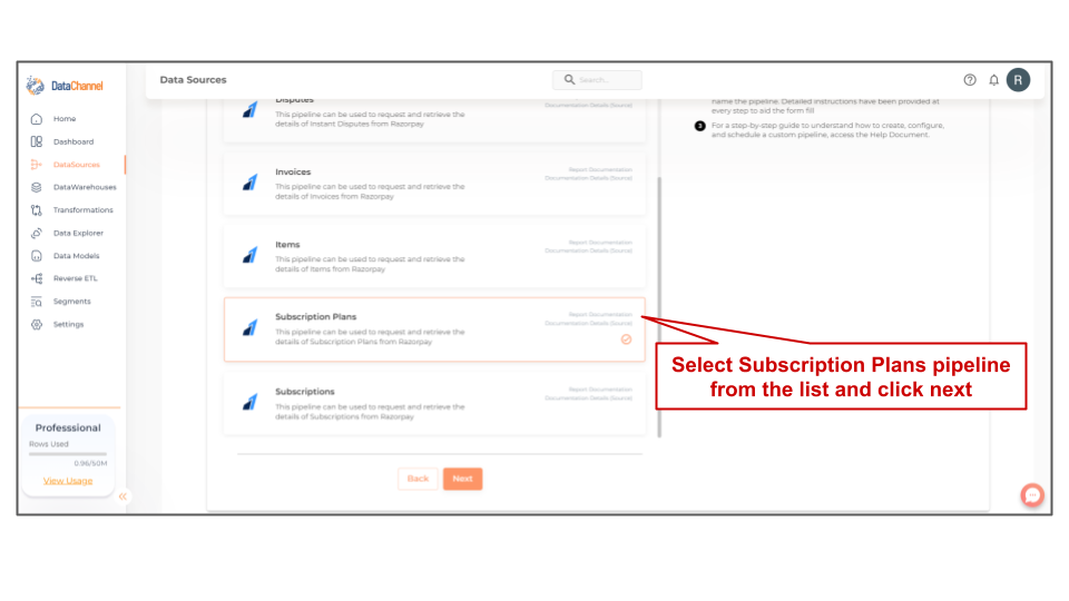 razorpay subscription plans list