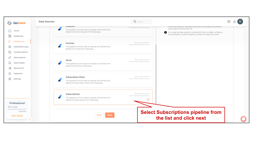 razorpay subscriptions list