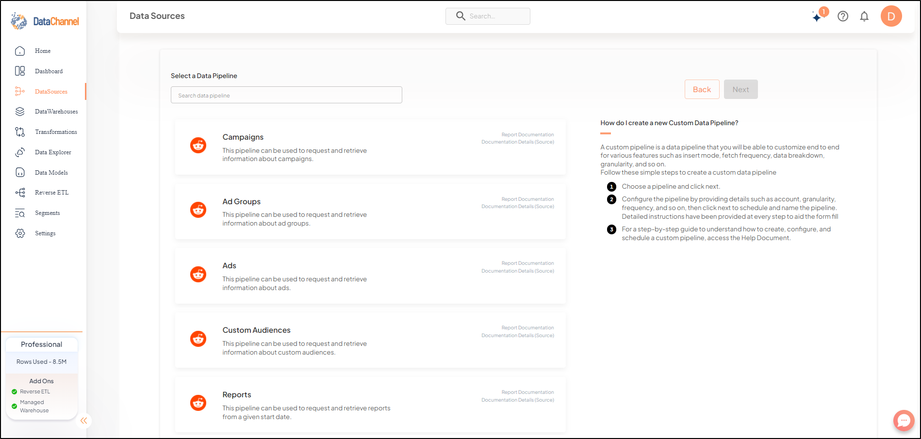 reddit ads pipelines list