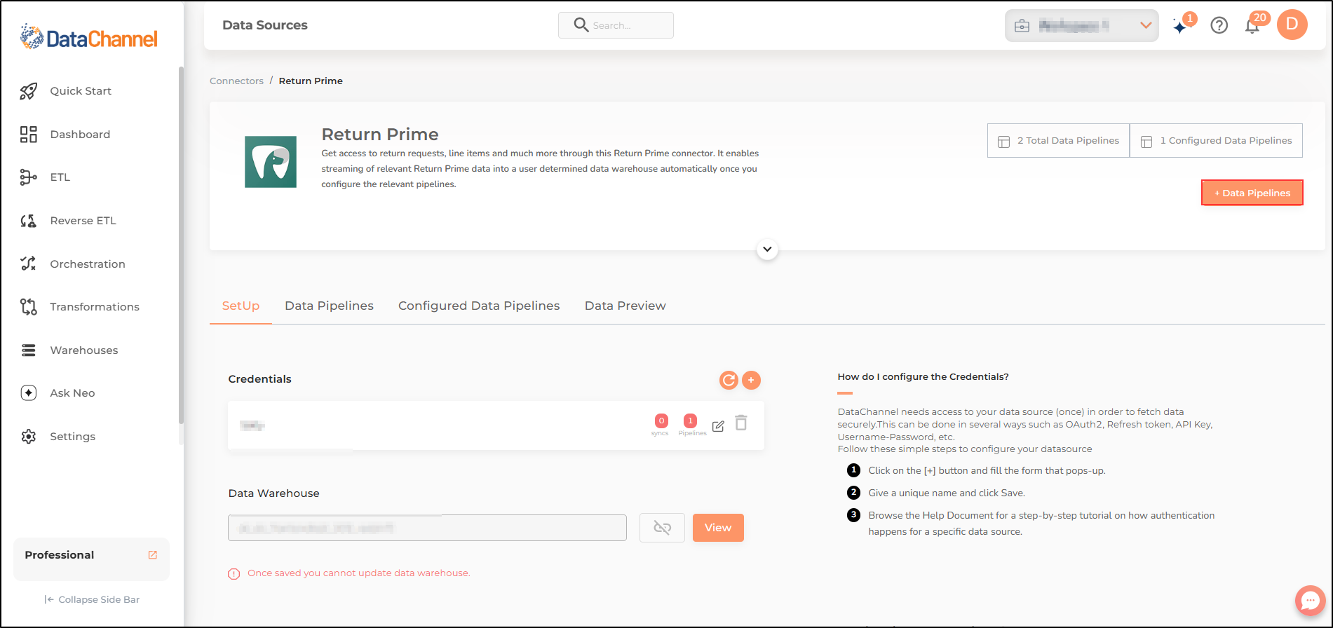 return prime data source detail