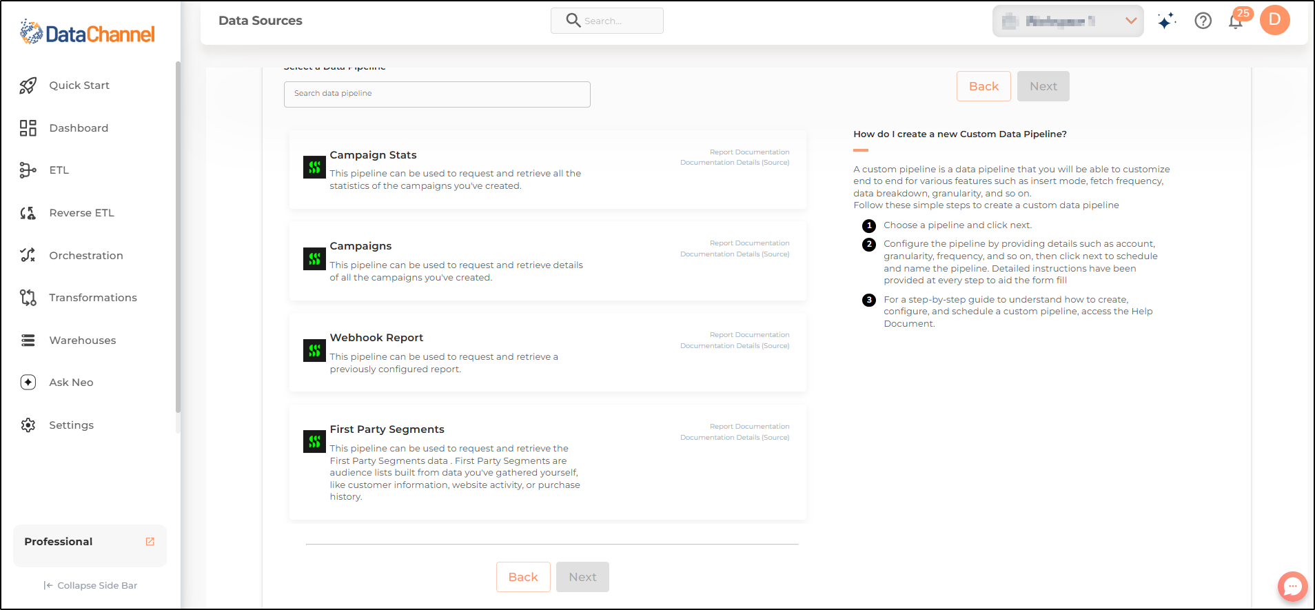 simplifi pipelines list