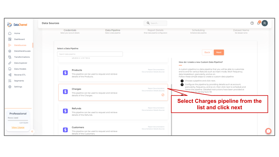 stripe charges list