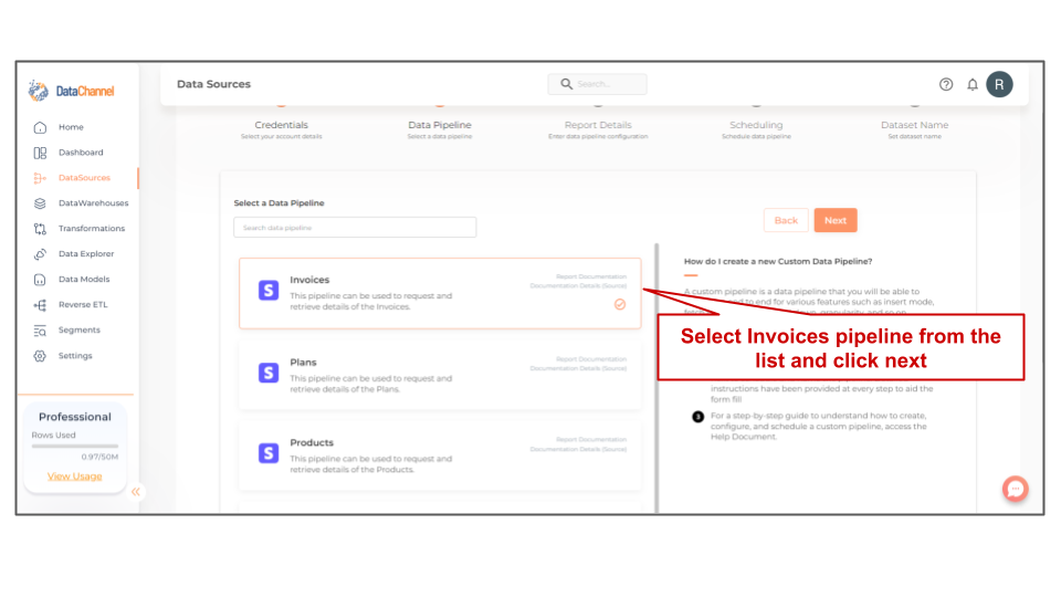stripe invoices list