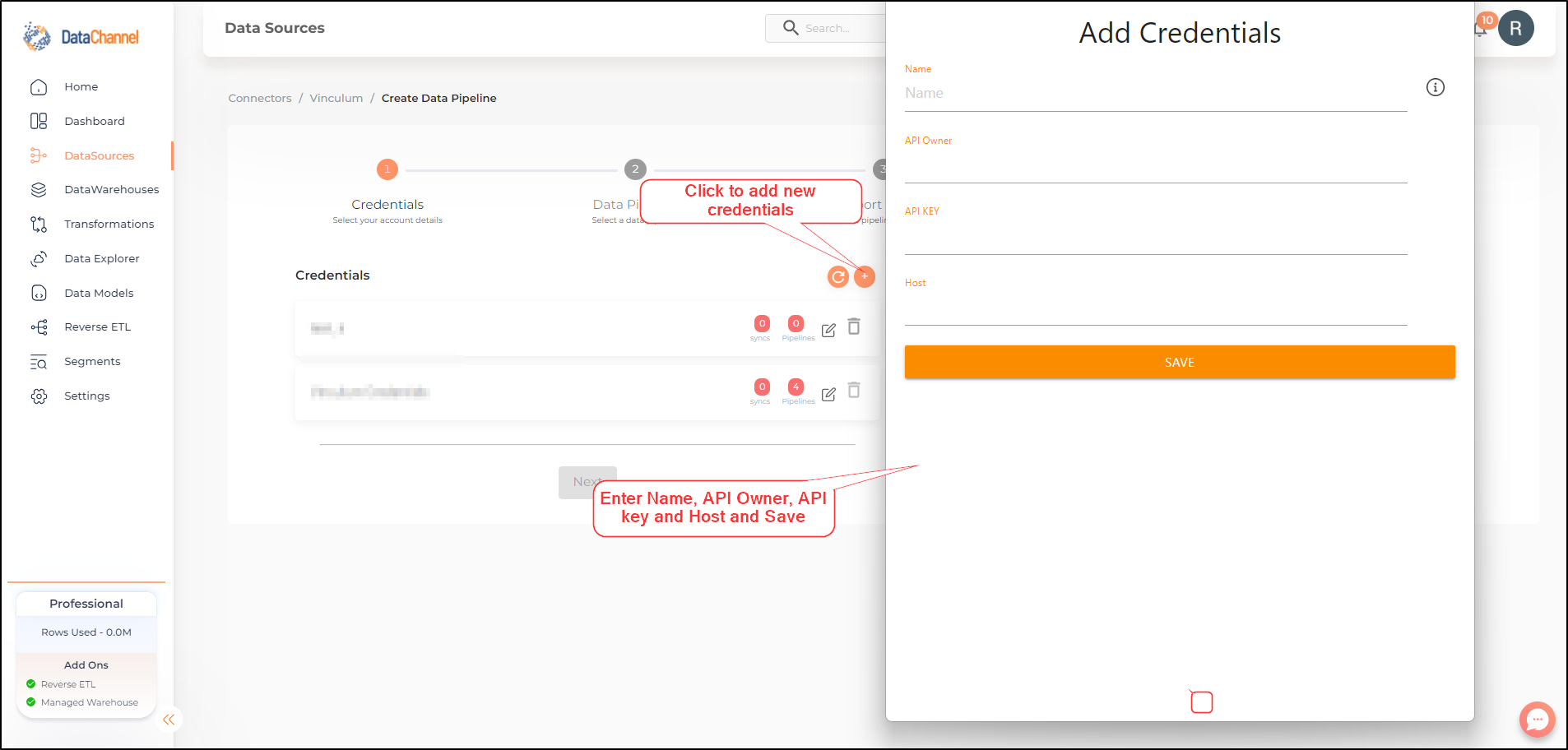 vinculum data source detail