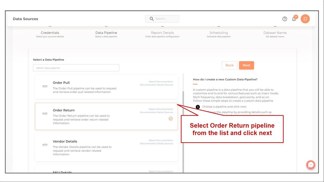 vinculum order return list