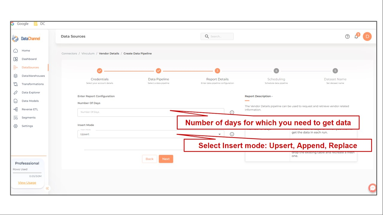 vinculum vendor details config