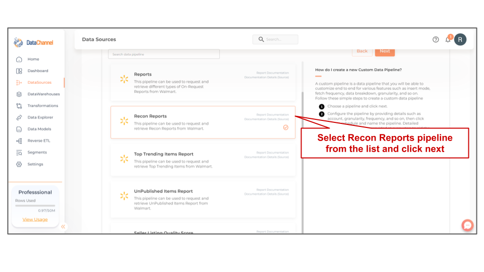walmart recon reports list