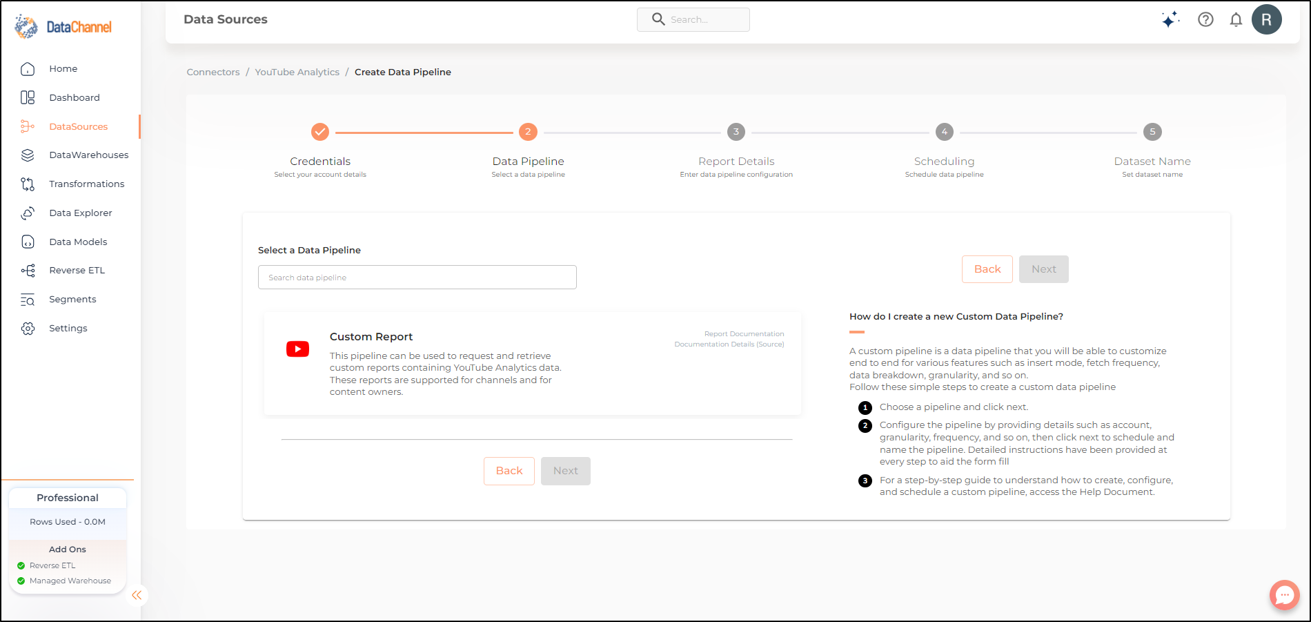 youtube analytics pipelines list