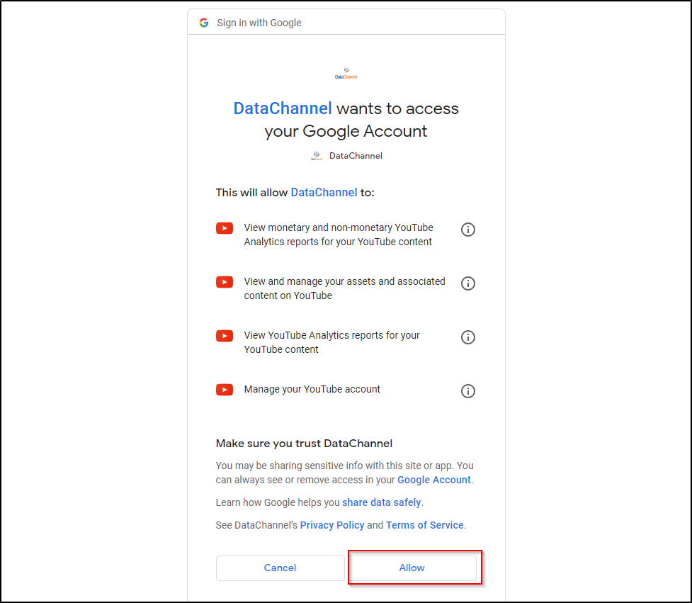 youtube reporting oauth2