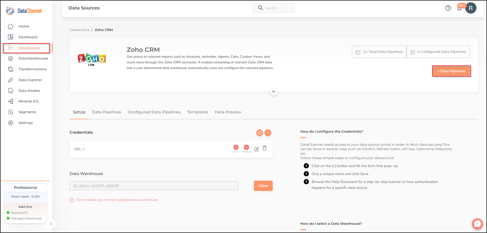 zohocrm data source detail