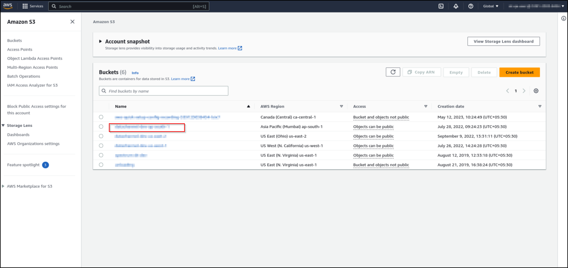 aws redshift buckets list