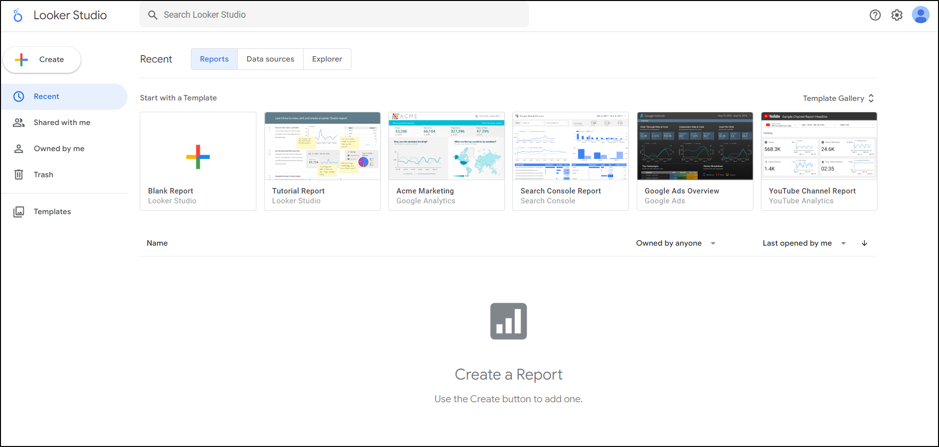 looker studio home page