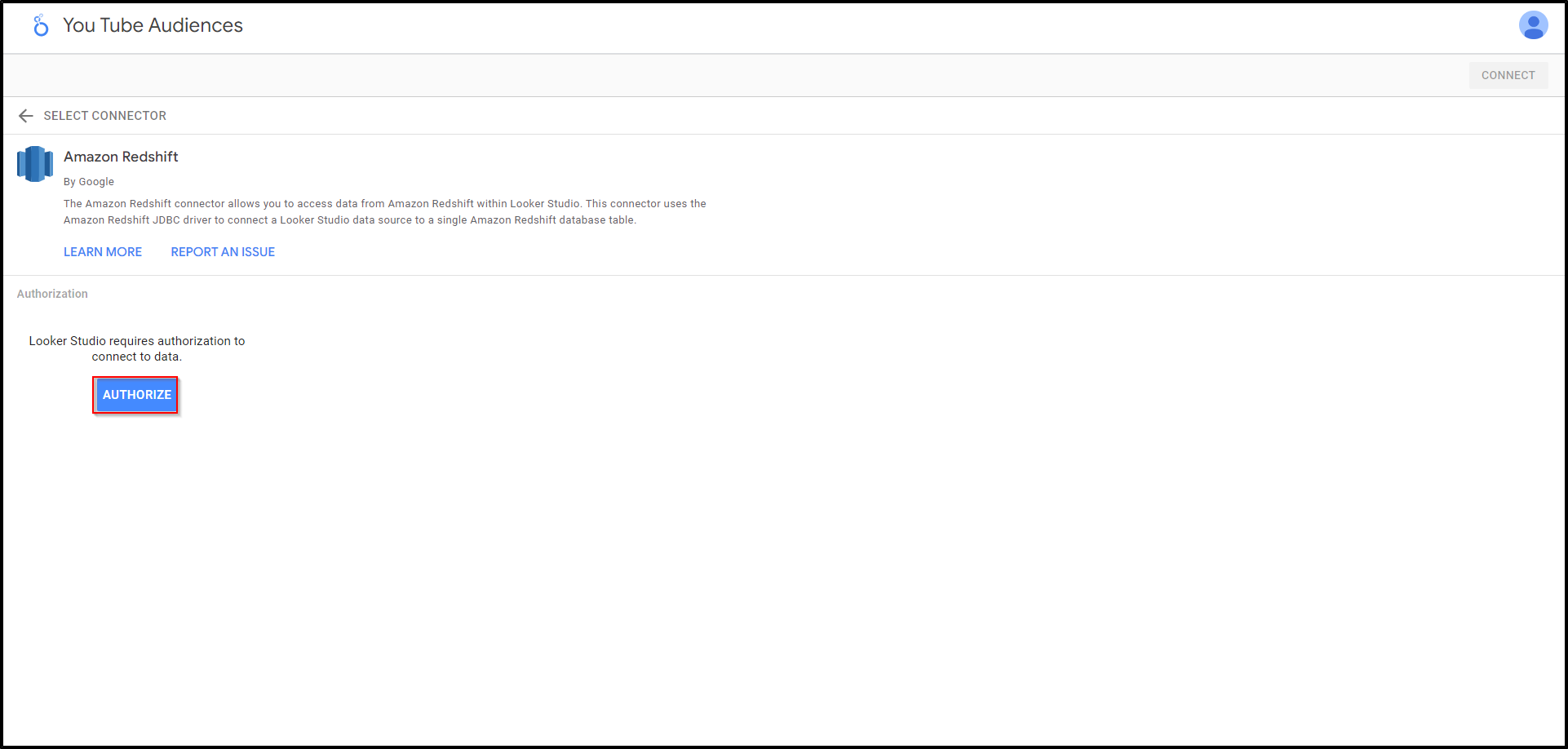 looker studio redshift authorise