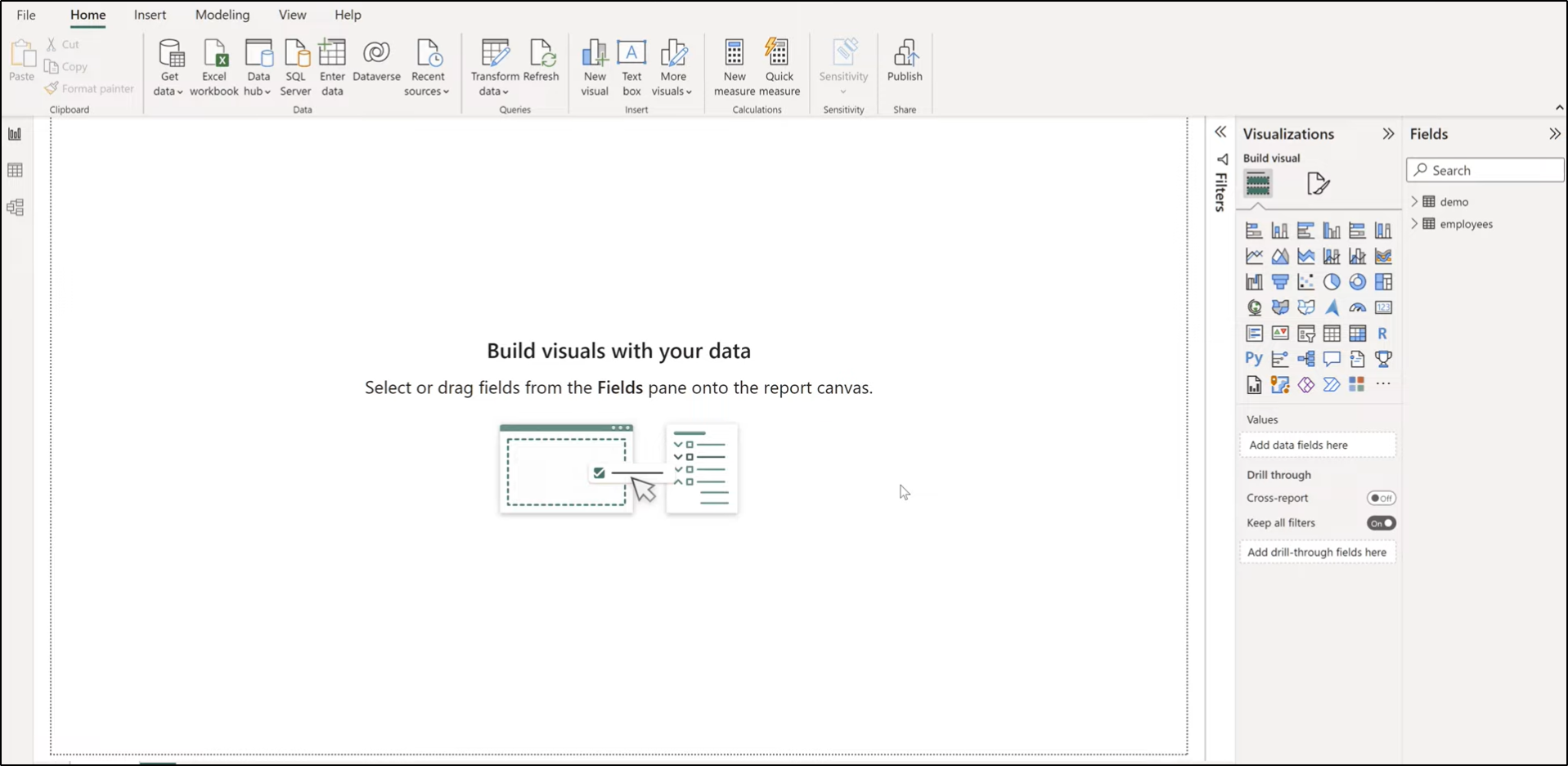power bi build viz