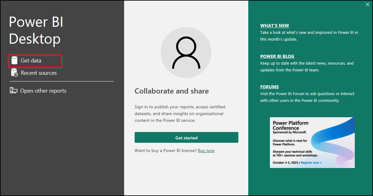 power bi welcome screen