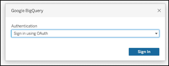 tableau big query signin option