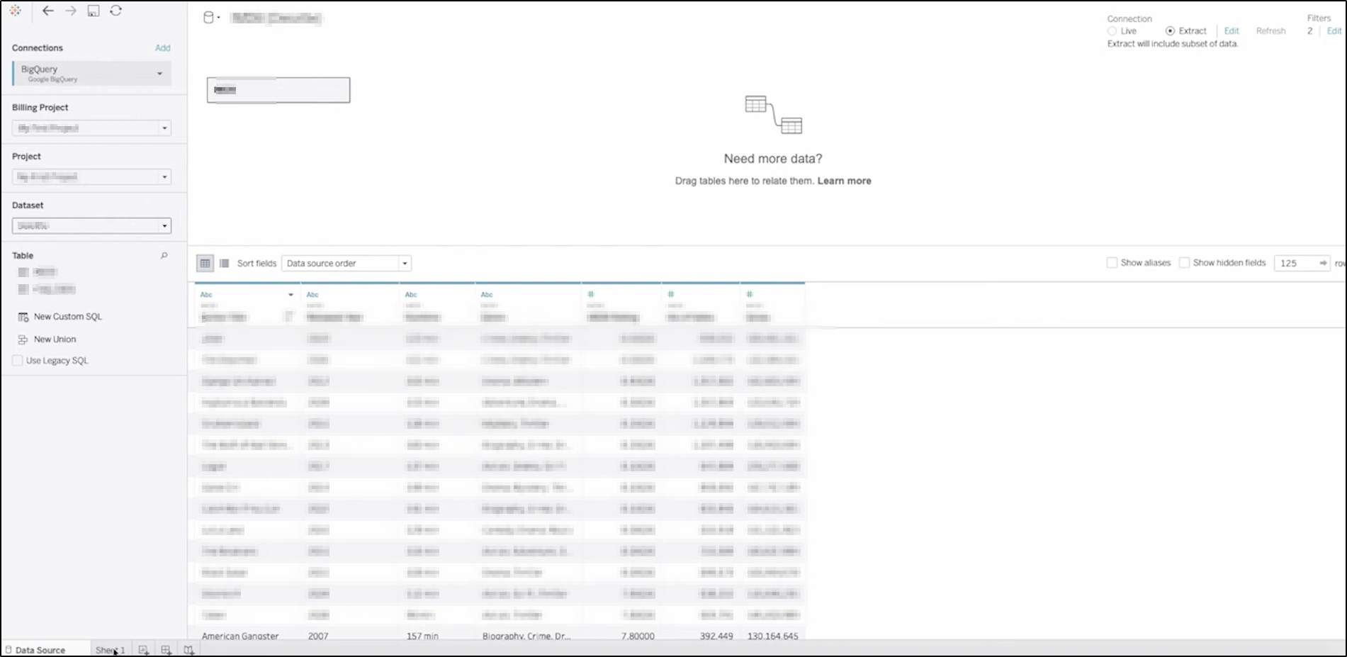 tableau bigquery table fields
