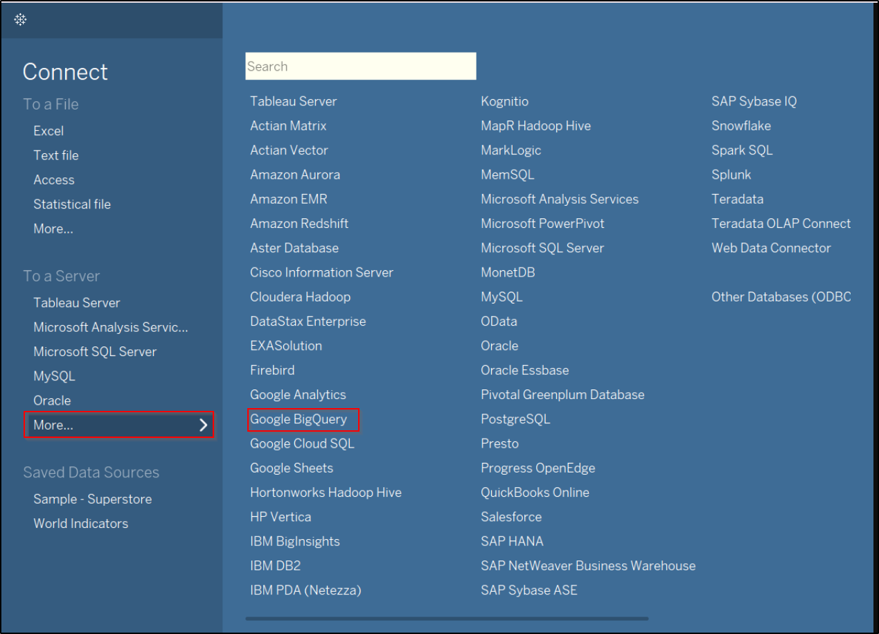 tableau connect big query