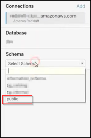 tableau redshift select public