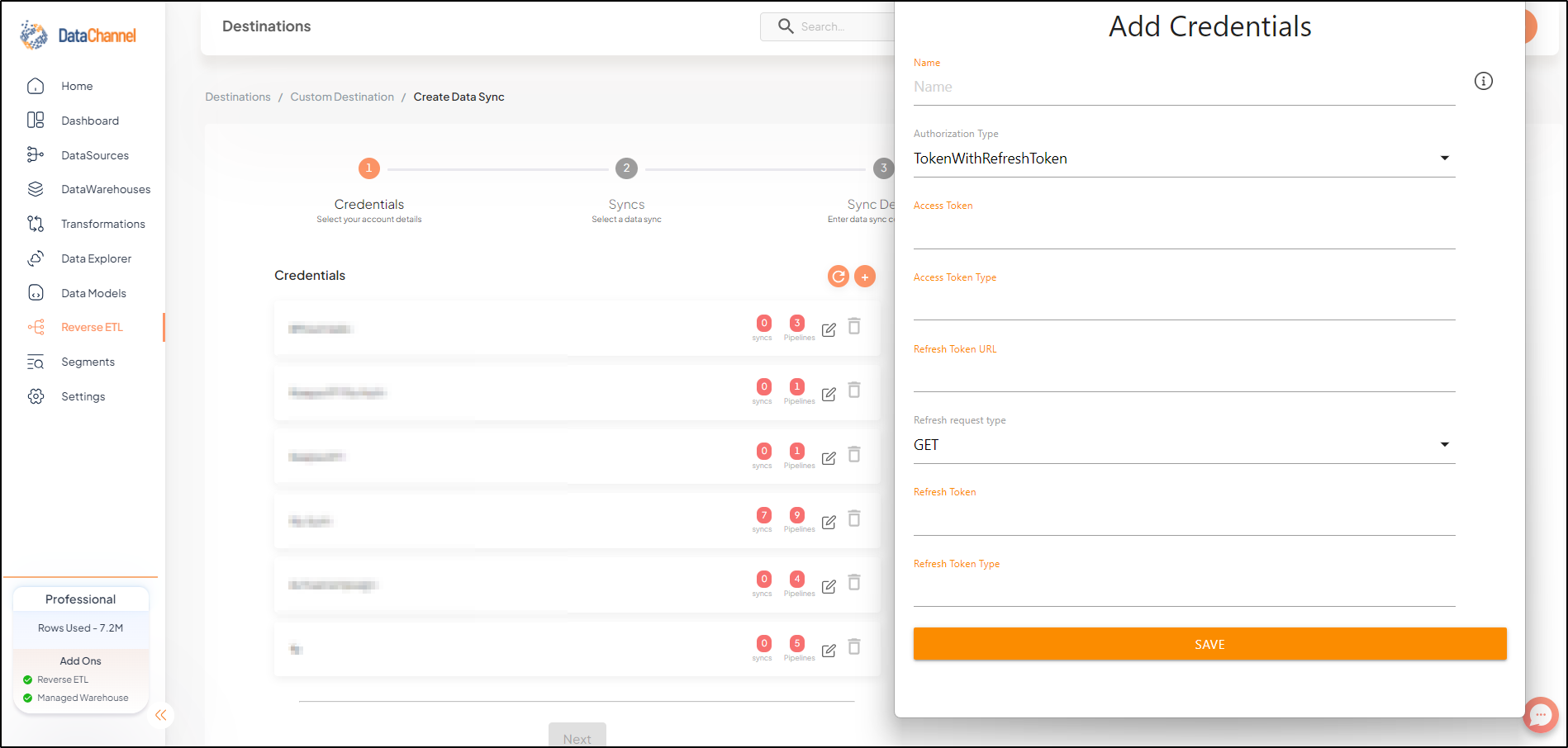 custom dest auth type token with refresh token
